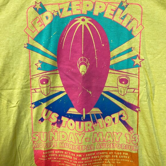 Led Zeppelin US Tour 1973 Rock Band Yellow T-Shirt Medium - Picture 2 of 4